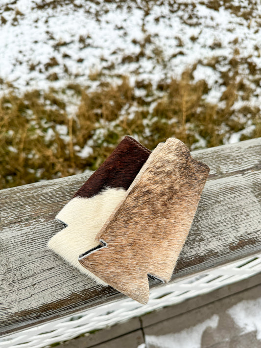 SKINNY CAN - COWHIDE KOOZIEZ (TAN)