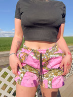 PINK CAMO SWEAT SHORTS